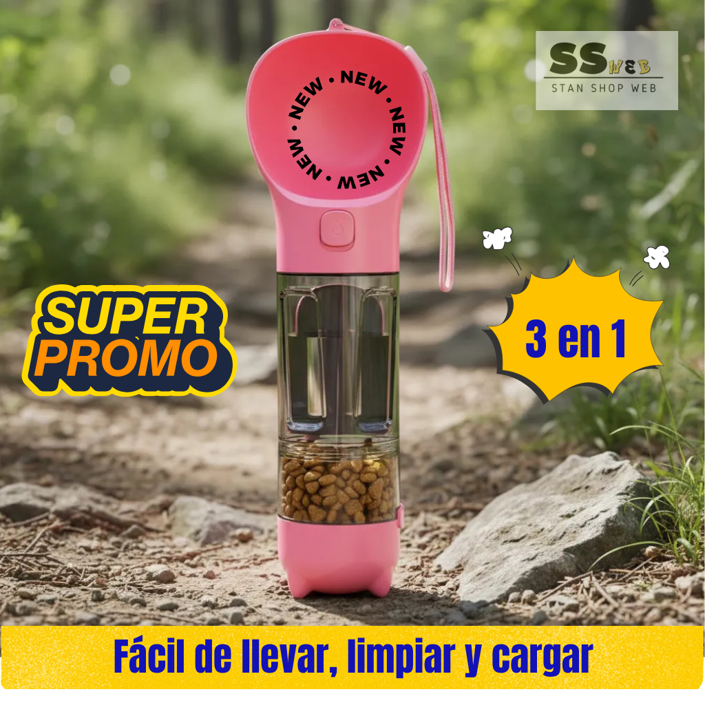 Botella 3 en 1 para mascotas