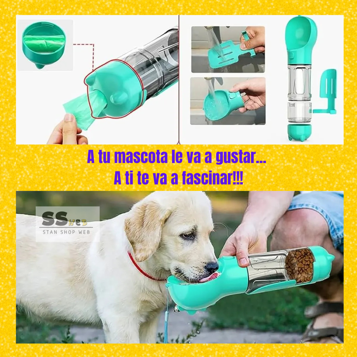 Botella 3 en 1 para mascotas
