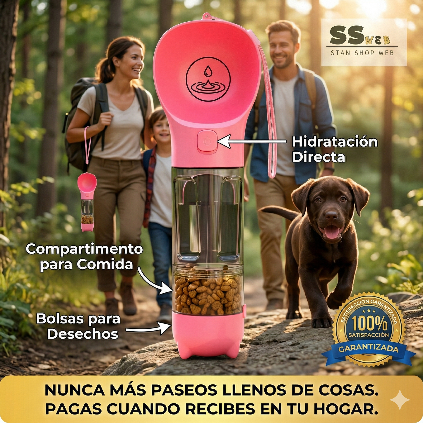 Botella 3 en 1 para mascotas